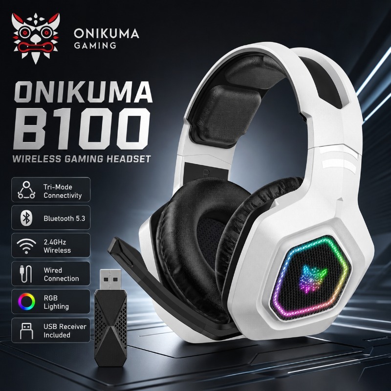Gaming Console In Amazon - Беспроводная игровая гарнитура ONIKUMA B100, Bluetooth,