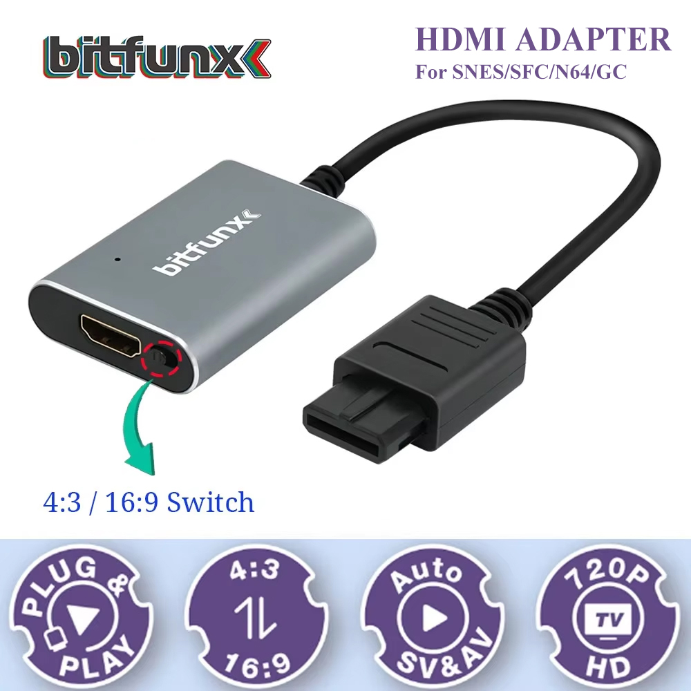 Gaming Console For Tv - Адаптер Bitfunx 720P Svideo/AV-HDMI, HD-конвертер видео