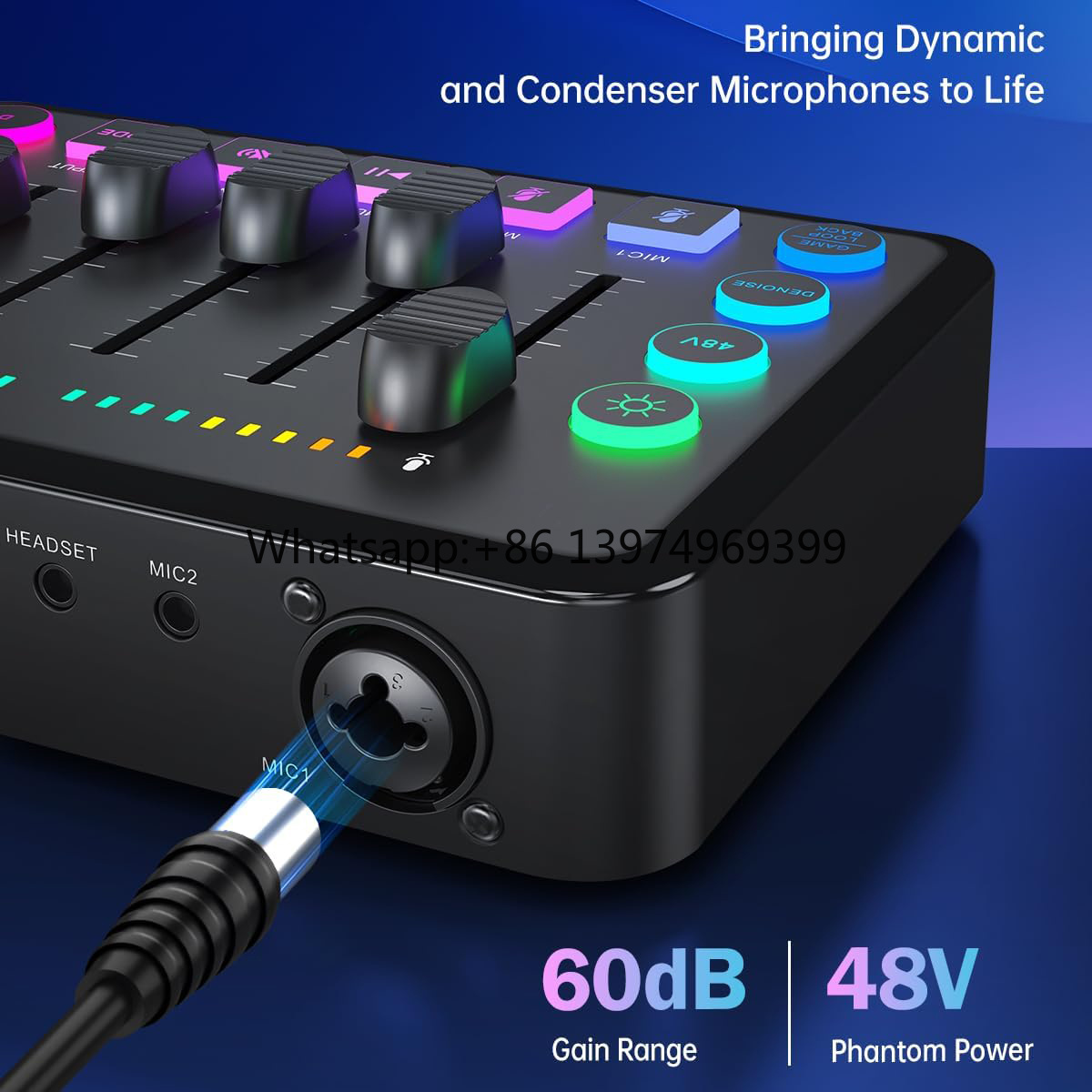 Gaming Console Bundle - Перезаряжаемый 48В RGB-микшер с фантомным питанием,